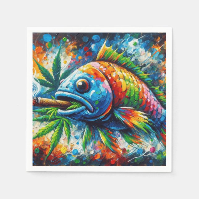 Färglös Abstrakt Fiskelmur Decor Art Pappersservett (Framsidan)