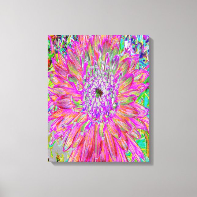 Färglös Abstrakt för regnbåge Dahlia Flower Canvastryck (Framsida)