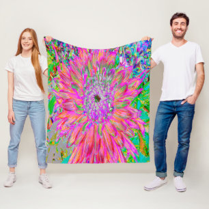 Färglös Abstrakt för regnbåge Dahlia Flower Fleecefilt