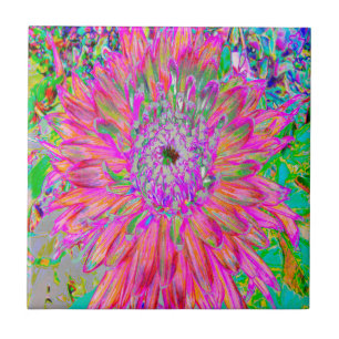 Färglös Abstrakt för regnbåge Dahlia Flower Kakelplatta