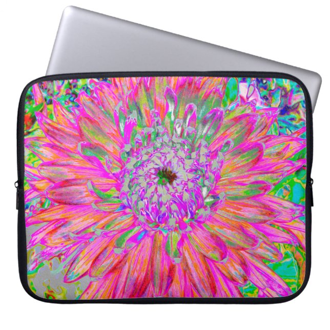 Färglös Abstrakt för regnbåge Dahlia Flower Laptop Fodral (Framsidan)
