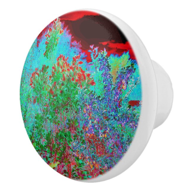 Färglös Abstrakt Garden med Crimson Sunset Knopp (Höger)