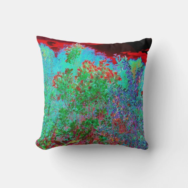 Färglös Abstrakt Garden med Crimson Sunset Kudde (Framsida)