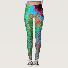 Färglös Abstrakt Garden med Crimson Sunset Leggings