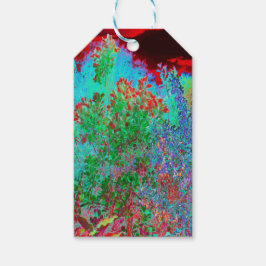 Färglös Abstrakt Garden med Crimson Sunset Presentetikett