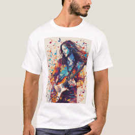 Färglös Abstrakt Guitarist Music Art T Shirt
