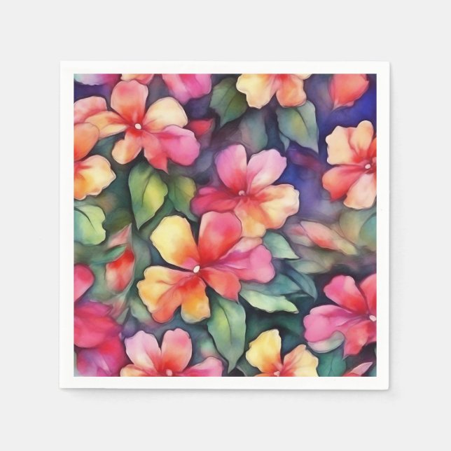 Färglös Abstrakt Impatiens Flowers Mönster Pappersservett (Framsidan)