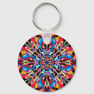 Färglös Abstrakt Kaleidoscope Metall Keychain Nyckelring
