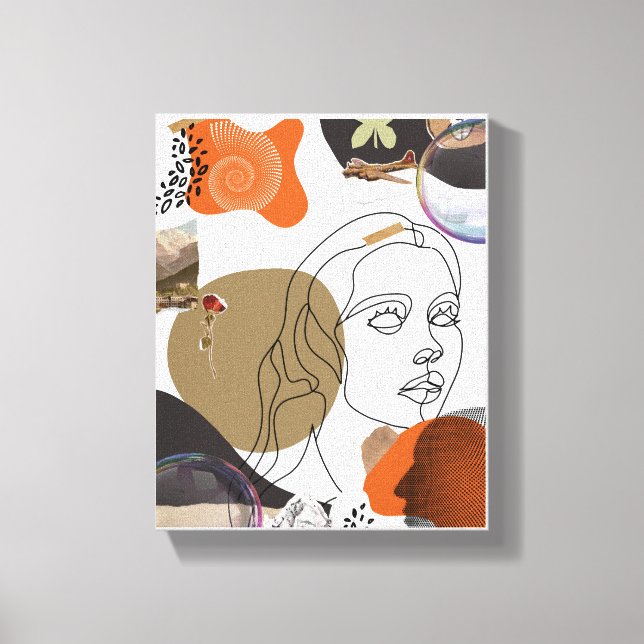 Färglös Abstrakt KVINNOR Ansikte Wall Art Canvastryck (Framsida)