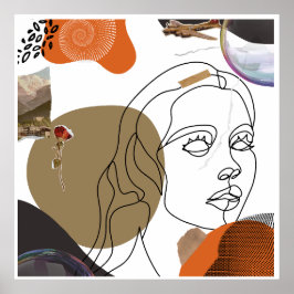 Färglös Abstrakt KVINNOR Ansikte Wall Art Poster