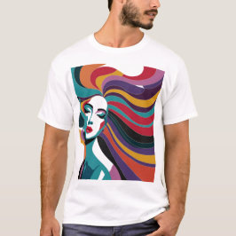 Färglös Abstrakt KVINNOR MED FLYTANDE Hårbild T Shirt