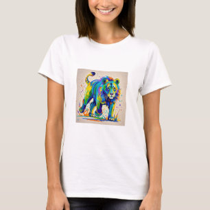 Färglös abstrakt Lejon djurkonsdesign T Shirt