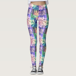 Färglös Abstrakt Luau Tropical Handflatan Träd Leggings