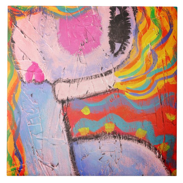 Färglös Abstrakt Målning av en kvinna på OSB-skivo Kakelplatta (Framsidan)