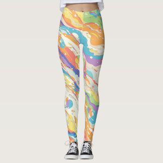 Färglös Abstrakt, marmor Skriv ut Leggings