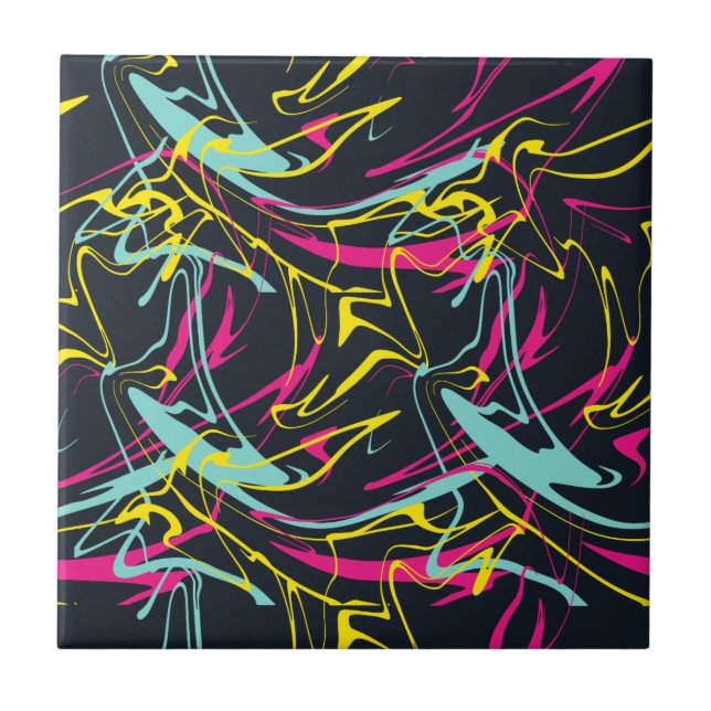 Färglös Abstrakt Memphis Linjer Mönster Kakelplatta (Framsidan)