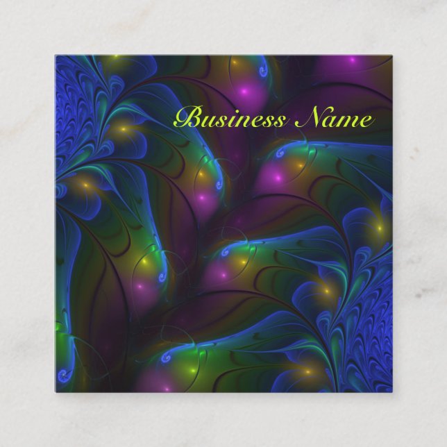 Färglös Abstrakt Modern Fractal Art Fyrkantigt Visitkort (Framsida)