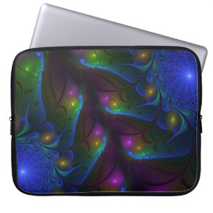 Färglös Abstrakt Modern Fractal Art Laptop Fodral