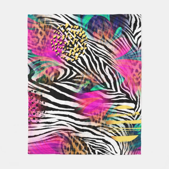 Färglös abstrakt mönster med zebra textureabstra fleecefilt (Framsidan)