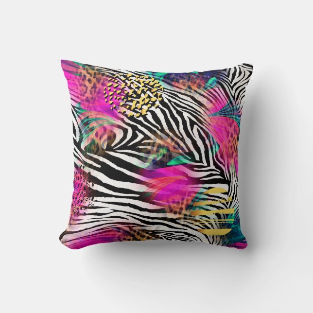 Färglös abstrakt mönster med zebra textureabstra kudde (Framsida)