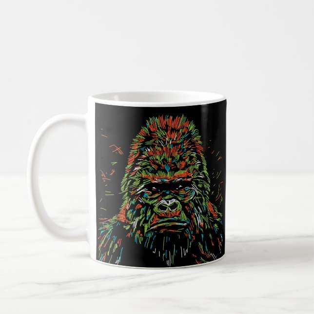 Färglös Abstrakt Neon Gorilla Kaffemugg (Vänster)