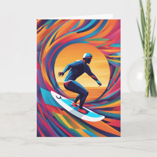 Färglös Abstrakt Pop Art Surfer Fars dag Kort