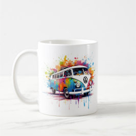 färglös abstrakt retro hippie van kaffemugg