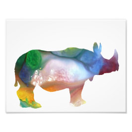 Färglös abstrakt Rhinoceros silhouette Fototryck
