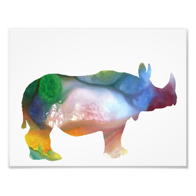 Färglös abstrakt Rhinoceros silhouette Fototryck (Framsidan)