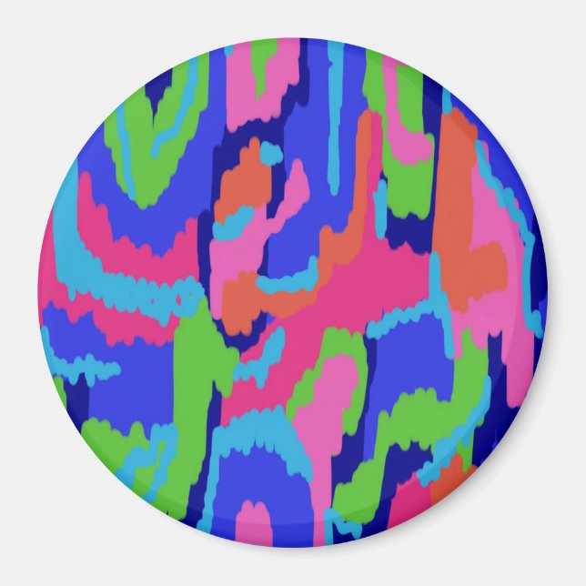 Färglös Abstrakt Skriv ut i Retro Färg Magnet (Framsidan)