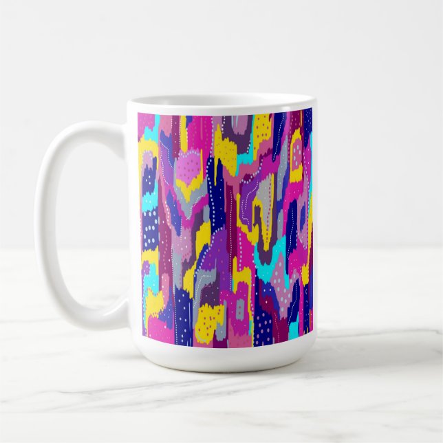 Färglös Abstrakt Skriv ut med Roligt punkter Kaffemugg (Vänster)