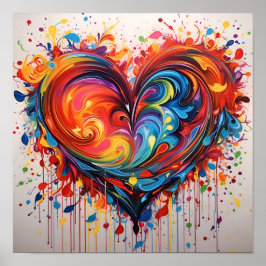 Färglös abstrakt som snurrar målat hjärta poster