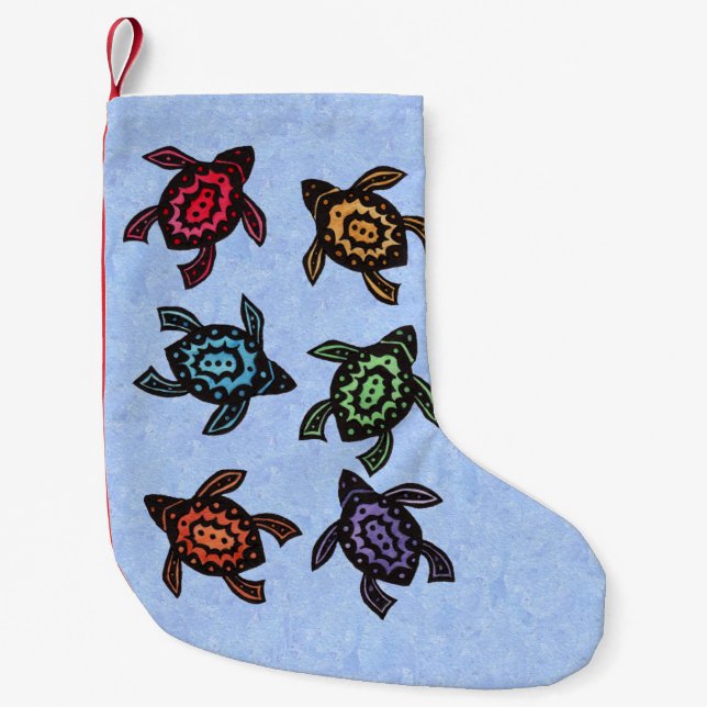 Färglös Abstrakt Swimming Turtles Liten Julstrumpa (Framsidan)