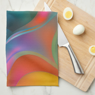 Färglös Abstrakt Swirls Orange Rosa av blå Grönt Kökshandduk