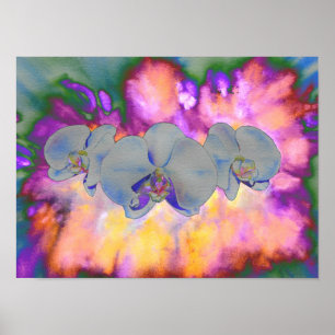 Färglös abstrakt vattenfärgsfärgad orchid-målning poster