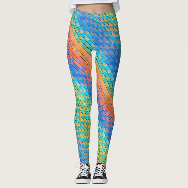 Färglös Abstrakt Vävd Digital Mönster Leggings (Framsida)