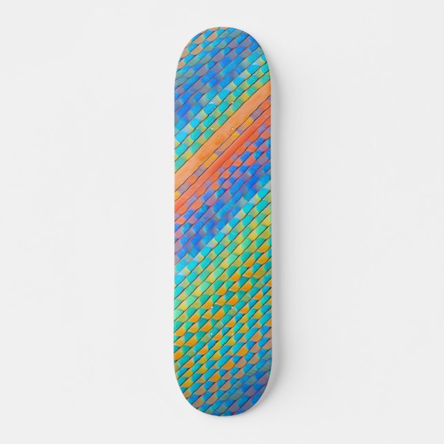 Färglös Abstrakt Vävd Digital Mönster Mini Skateboard Bräda 18,5 Cm (Framsida)