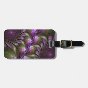 Färglös Abstrakt Violet Lila Khaki Fractal Namn Bagagebricka