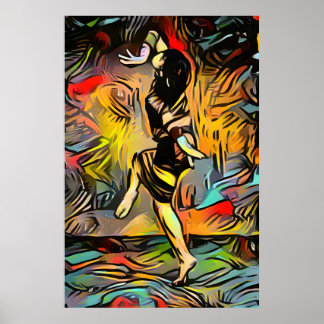 Färglös Abstrakt Woman Dancing Poster