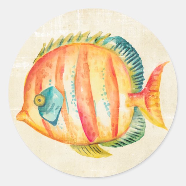 Färglös akvariefisk runt klistermärke (Framsida)