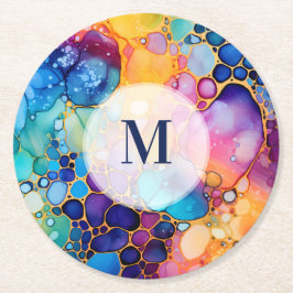 Färglös alkohol bläck modern vattenfärgbakgrund underlägg papper rund