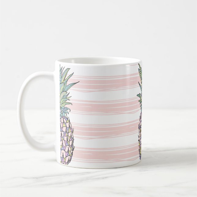 Färglös ananas vintage kaffemugg (Vänster)