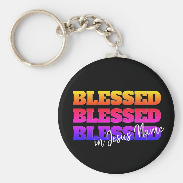 Färglös Anpassningsbar BLESSED Nyckelring (Framsidan)
