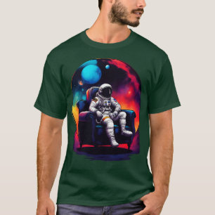 färglös astronautkylning på soffa i rymden t shirt