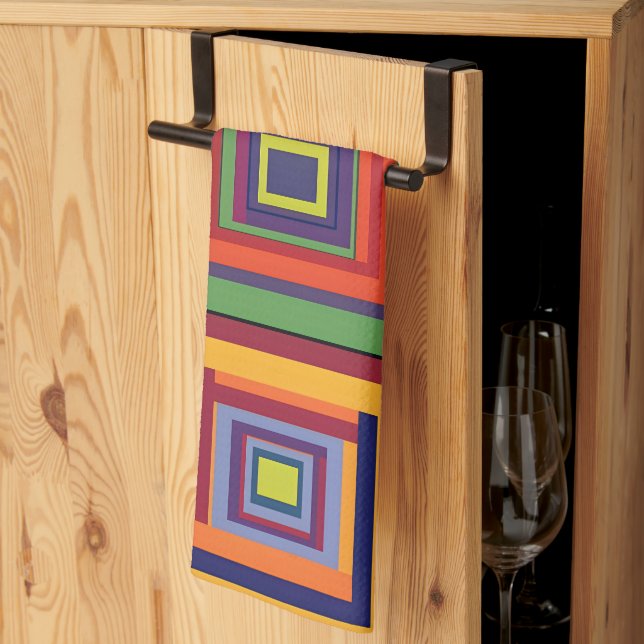 Färglös återloppsblockdesign kökshandduk (Thirds Fold)