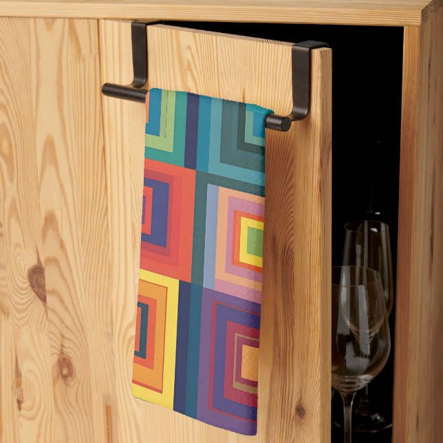 Färglös återloppsblockdesign kökshandduk (Thirds Fold)