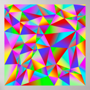 Färglös bakgrund från många flerfärgade trianglar poster