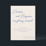 Färglös blå handskrift för Ecru-skript Bröllop Spara Datumet<br><div class="desc">Färglös blå handskrift för Ecru-skript Bröllop spara datum</div>