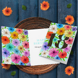 Färglös blå Personlig 18:e födelsedag Blommigt Kort