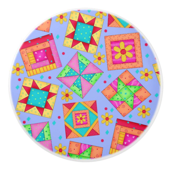 Färglös blockkonst av Quilt Patchwork Lavender Knopp (Framsidan)